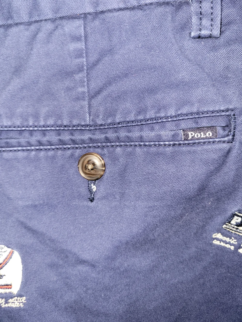 Polo Ralph Lauren Men's Size 33 Chino Shorts Polo Bear  Navy Embroidered